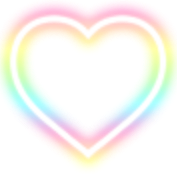 a glowing, rainbow heart